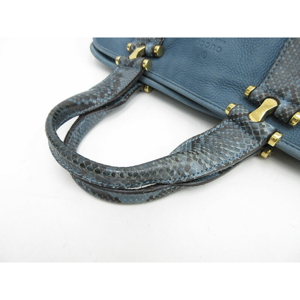Gucci Hand Bag Python Suede Blue - image 7
